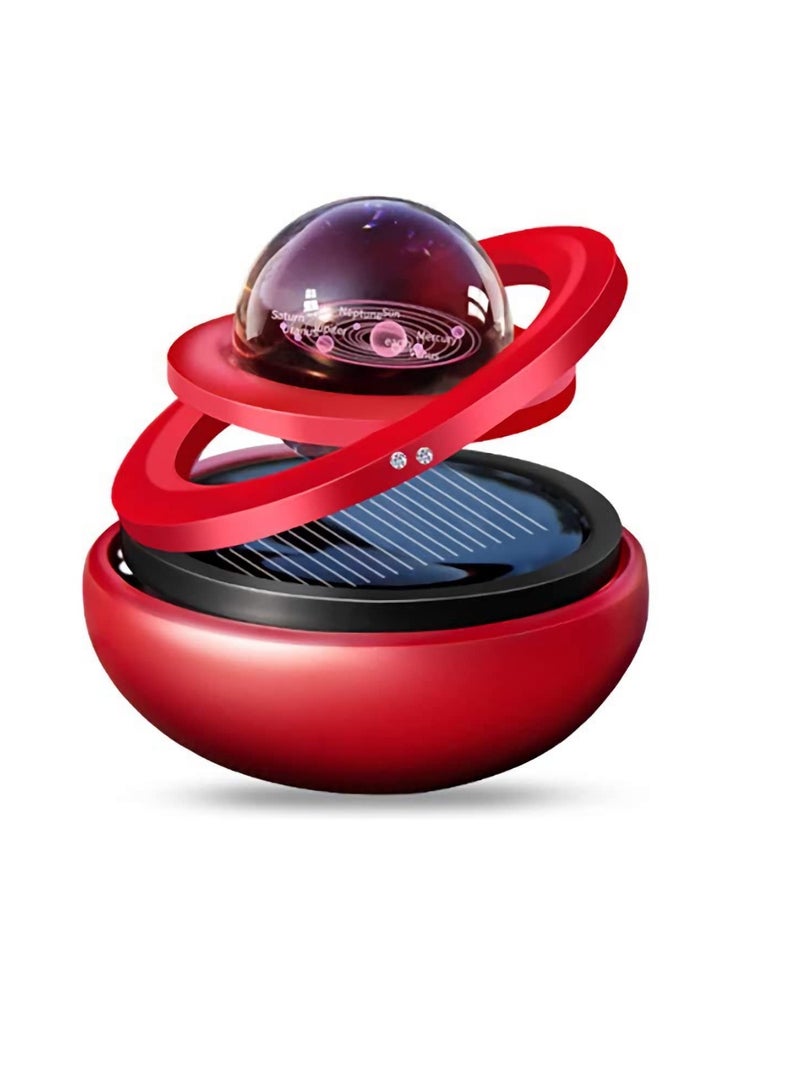 Solar-Powered Car Air Purifier with Long-Lasting Fragrance, Galaxy Interstellar Ball Design, Perfect for Home and Car Decor, Includes 1 Aroma Cushion (Red) - Image 1