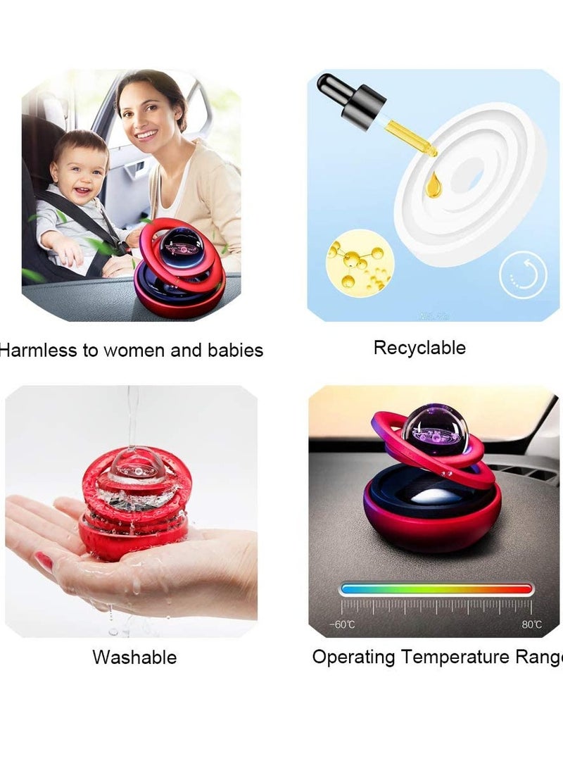 Solar-Powered Car Air Purifier with Long-Lasting Fragrance, Galaxy Interstellar Ball Design, Perfect for Home and Car Decor, Includes 1 Aroma Cushion (Red) - Image 3