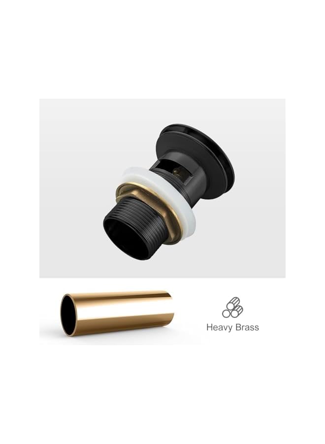 The Bros Pop Up Sink Plug Replacement, Basin Waste, Slotted Click Clack Waste with Overflow for Bathroom Sink, Dual Silicone Seal Washers (Color : Black) - Image 3