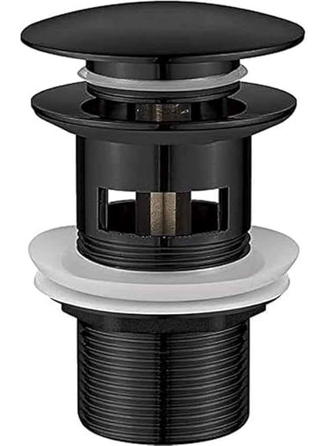 The Bros Pop Up Sink Plug Replacement, Basin Waste, Slotted Click Clack Waste with Overflow for Bathroom Sink, Dual Silicone Seal Washers (Color : Black) - Image 1