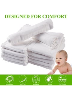 Fasoar Fasoar 6 Ply Cloth Diapers Burp Cloth, Thick Washable Absorbent Cotton Diaper for Babies and Toddlers Multi-Use 6/10/12 Count, White 6ply 12 Count, 12 Count (Pack of 1)  - Image 5