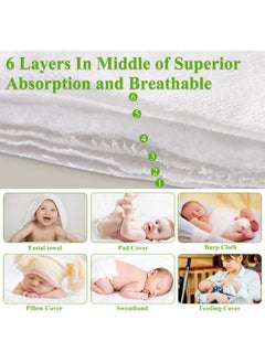 Fasoar Fasoar 6 Ply Cloth Diapers Burp Cloth, Thick Washable Absorbent Cotton Diaper for Babies and Toddlers Multi-Use 6/10/12 Count, White 6ply 12 Count, 12 Count (Pack of 1)  - Image 3