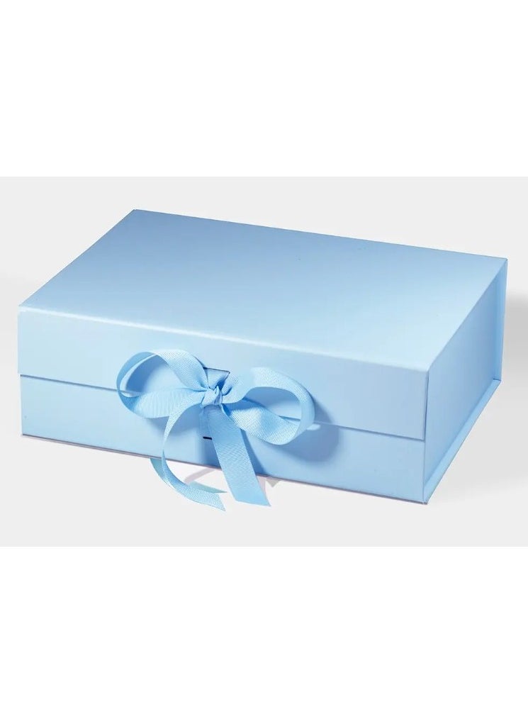 TecV Luxury Magnetic Gift Box, Sky Blue Medium Gift Box with Ribbon, Folding Gift Box for Presents With Magnetic Lid, Suitable for Festival, Birthday, Anniversary, 26x19x8 cm  - Image 1