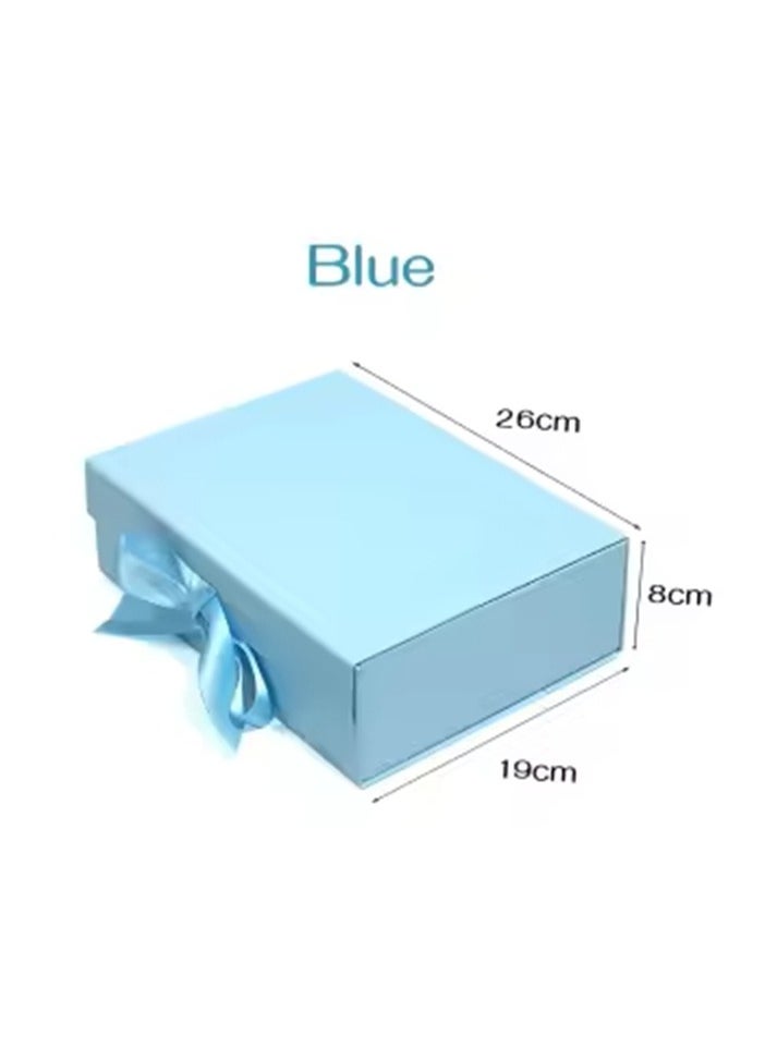 TecV Luxury Magnetic Gift Box, Sky Blue Medium Gift Box with Ribbon, Folding Gift Box for Presents With Magnetic Lid, Suitable for Festival, Birthday, Anniversary, 26x19x8 cm  - Image 3