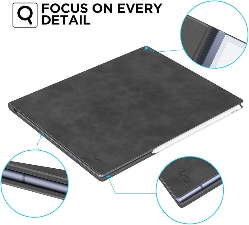 أيوتو حقيبة لجهاز Remarkable 2 Paper Tablet بحجم 10.3 بوصة - تصميم على غرار الكتاب مع مغناطيس مدمج، غطاء ذكي مصنوع من جلد PU عالي الجودة (تم إطلاقها في عام 2020) - Image 3