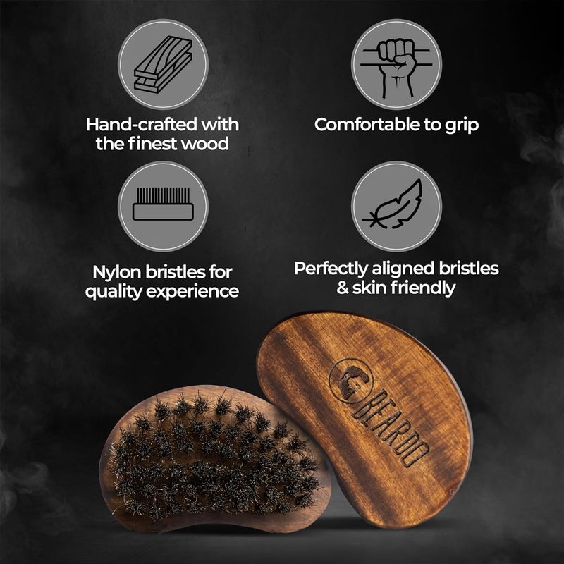BEARDO Beardo Boar Bristle Beard BrushFine 100 Boar Bristles for Effortless Beard StylingDetangle and Tame frizzy unruly beardCompact Travel friendly Ergonomic designWooden frameFirm but Soft BristlesUse with Beard OilWaxBalmCream - Image 2
