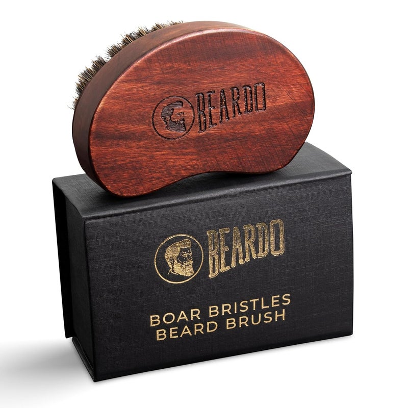 BEARDO Beardo Boar Bristle Beard BrushFine 100 Boar Bristles for Effortless Beard StylingDetangle and Tame frizzy unruly beardCompact Travel friendly Ergonomic designWooden frameFirm but Soft BristlesUse with Beard OilWaxBalmCream - Image 1