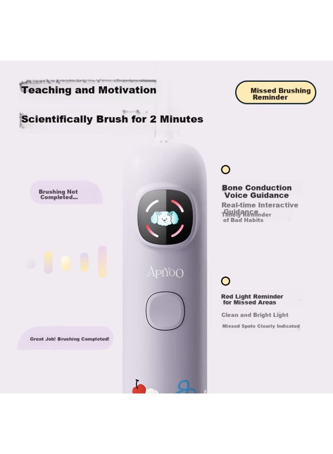 Apiyoo A9pro-f Kids Electric Toothbrush With Voice Leak-proof Reminder, Soft Bristles, Gum Care, Suitable For Children Ages 3-15, Boys And Girls, Birthday And School Gift - Image 1