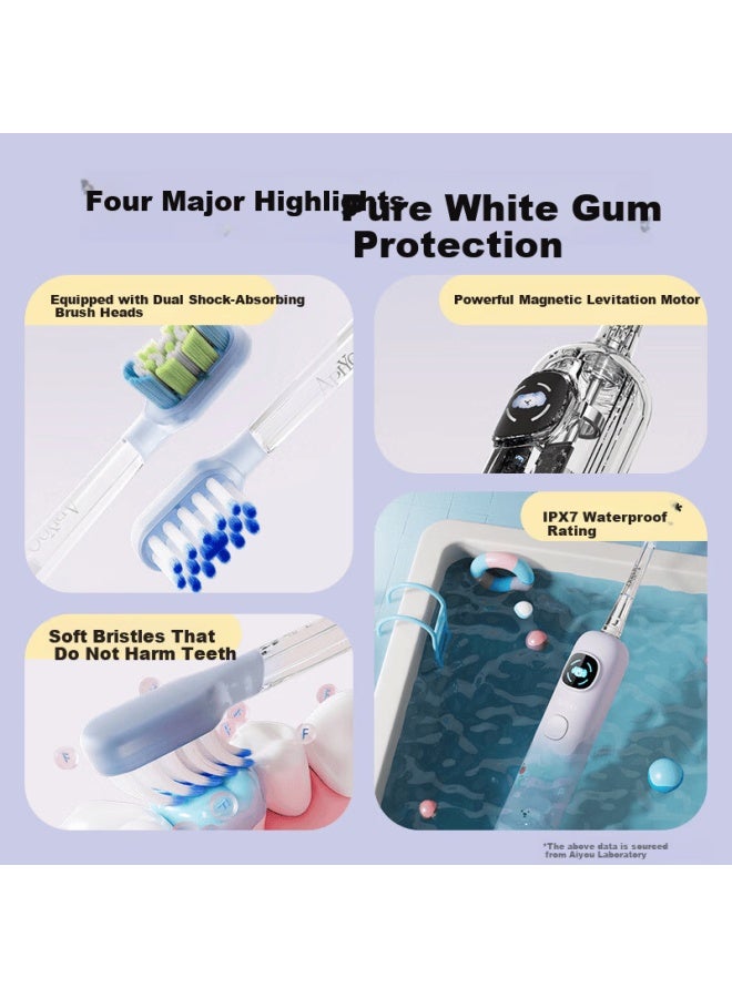 Apiyoo A9pro-f Kids Electric Toothbrush With Voice Leak-proof Reminder, Soft Bristles, Gum Care, Suitable For Children Ages 3-15, Boys And Girls, Birthday And School Gift - Image 2