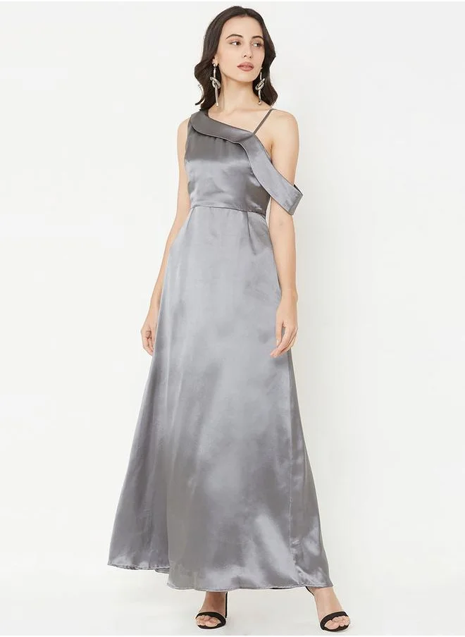 Mish One Shoulder Strap Style A-Line Maxi Dress by Styli