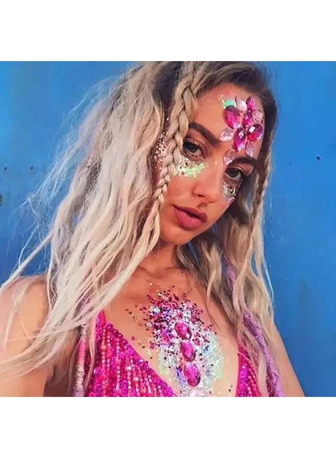 Mysense Purple Body Glitter Gel, Mardi Gras Face Glitter Makeup, Music Festival Rave Accessories, Chunky Mermaid Sequins for Eye Hair Decorations, Sparkling Paint for Women, 30g  - Image 3