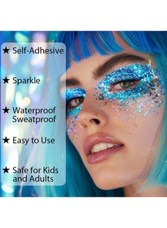 Mysense Purple Body Glitter Gel, Mardi Gras Face Glitter Makeup, Music Festival Rave Accessories, Chunky Mermaid Sequins for Eye Hair Decorations, Sparkling Paint for Women, 30g  - Image 4