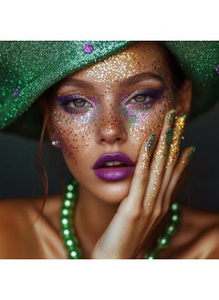 Mysense Purple Body Glitter Gel, Mardi Gras Face Glitter Makeup, Music Festival Rave Accessories, Chunky Mermaid Sequins for Eye Hair Decorations, Sparkling Paint for Women, 30g  - Image 2