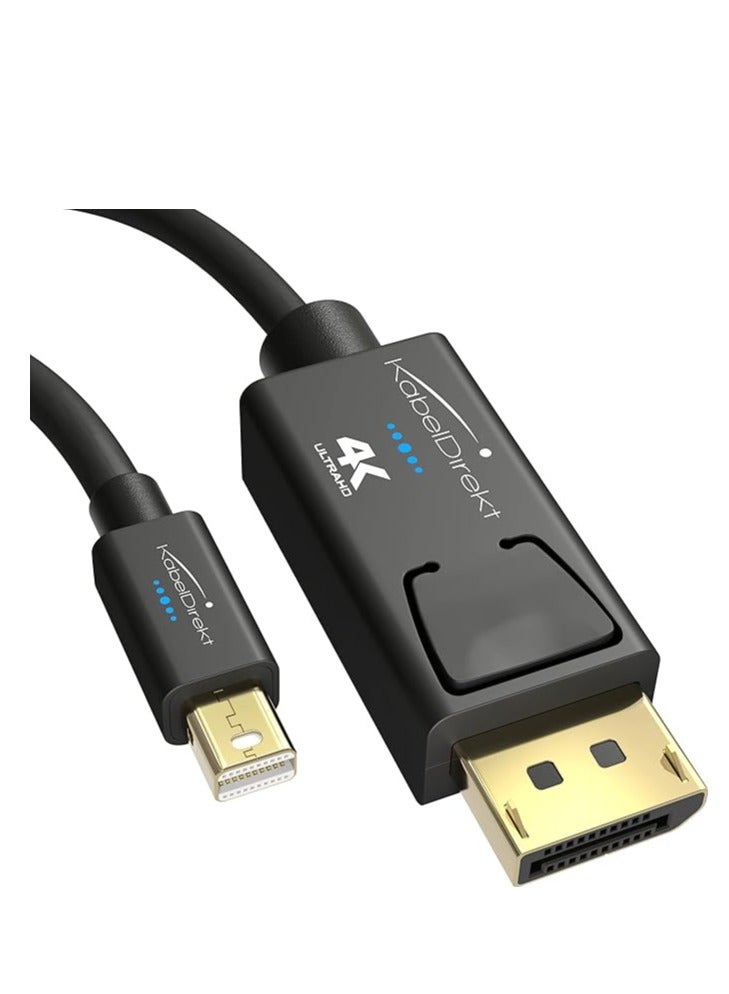 كابل Thunderbolt 4K/كابل Mini DisplayPort إلى DisplayPort بطول 2 متر - مع حماية A.I.S. خاصة في موصل DisplayPort، Mini DisplayPort/Thunderbolt 1 & 2 لأجهزة الكمبيوتر الشخصية وأجهزة الكمبيوتر المحمولة وأجهزة Mac  - Image 2