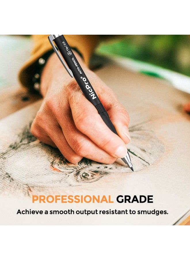 Nicpro مجموعة أقلام ميكانيكية نيكبرو 11 قطعة 2 مم، 3 قطع قلم نجار 2.0 مم للرسم الفني والكتابة والرسم والتشييد مع 6 أنابيب مسبقة الشحذ HB و 2B إعادة تعبئة، ممحاة، ومبراة - Image 2
