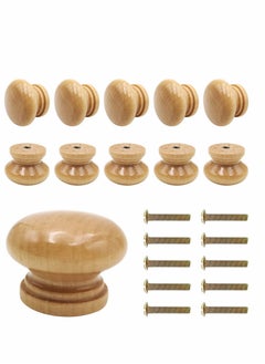 Y&D Round Wood Cabinet Knobs, Mushroom Shape Wooden Pulls, Knobs for Drawer Dresser Cupboard Wardrobe  - Image 1