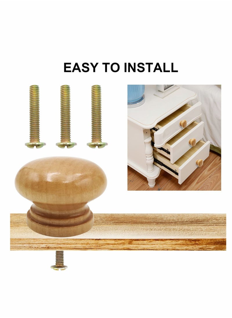 Y&D Round Wood Cabinet Knobs, Mushroom Shape Wooden Pulls, Knobs for Drawer Dresser Cupboard Wardrobe  - Image 2