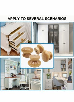 Y&D Round Wood Cabinet Knobs, Mushroom Shape Wooden Pulls, Knobs for Drawer Dresser Cupboard Wardrobe  - Image 3