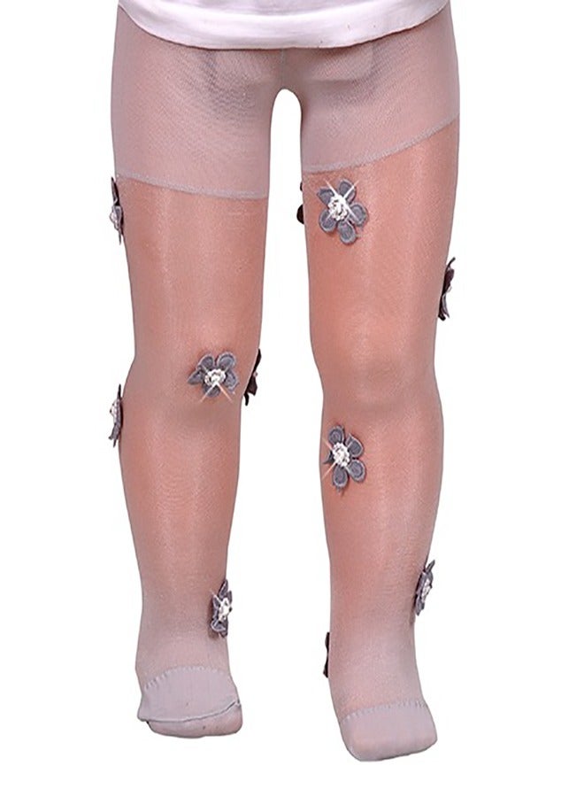Ghils Girls' Crystal Embroidered Tights