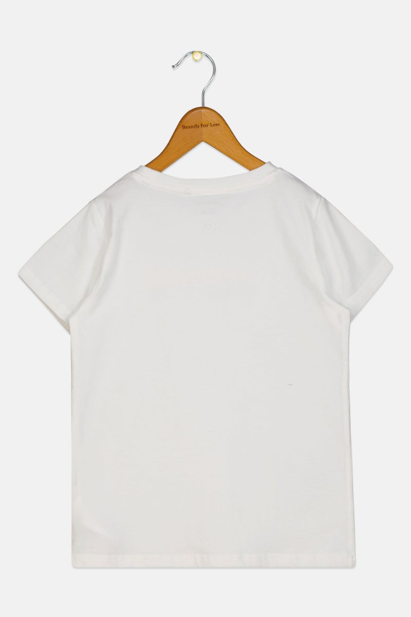 NAME IT Kids Girl Embroidered Short Sleeve T-Shirt, White - Image 2