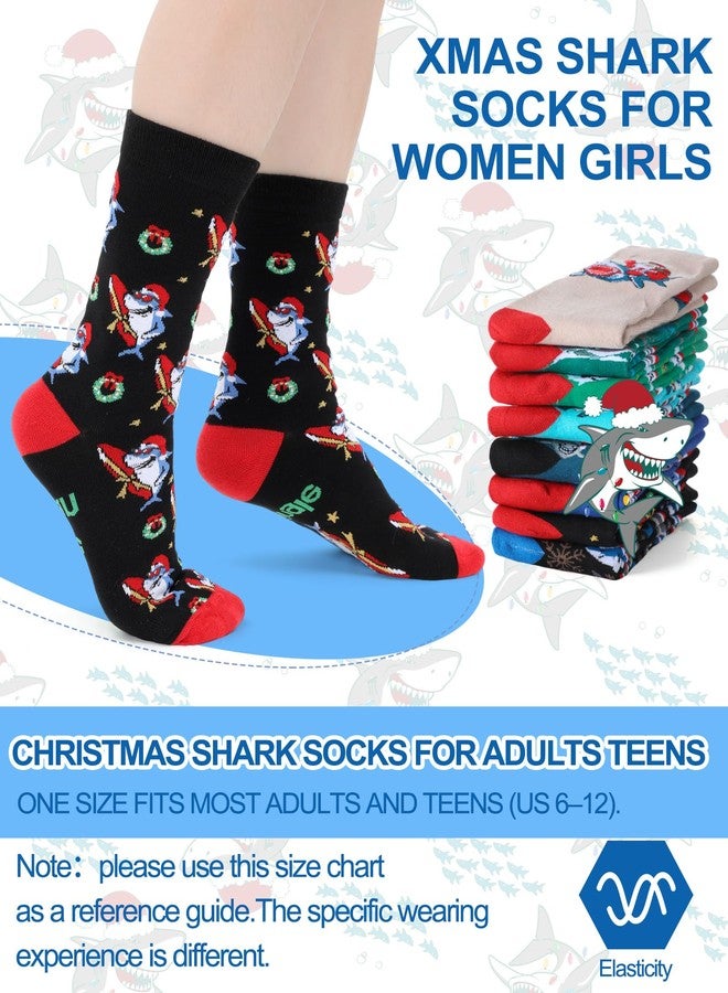 مجموعة جوارب عيد الميلاد من شايوين، ٨ أزواج، بتصميم أسماك القرش، هدية مثالية لمحبي الحياة البحرية من الكبار والمراهقين، تُوضع داخل جوارب عيد الميلاد. - Image 5