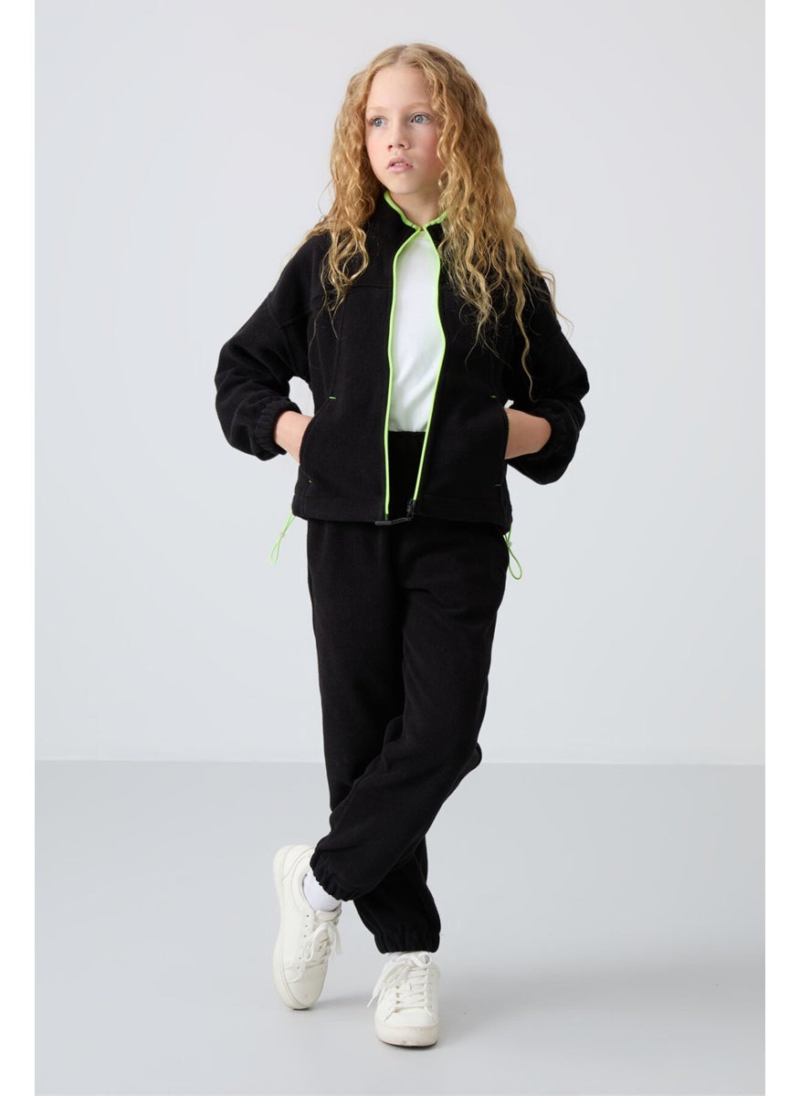 Tommy Life - Black Thick Soft Texture Standard Fit Embroidered Polar Fleece Girls Sweatshirt - 75157 - Image 1