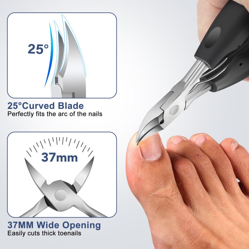 DRMODE Toenail Clippers for Seniors Thick Toenails - Wide Jaw Opening Large Toe Nail Clippers for Thick Ingrown Nails, Professional Sharp Heavy Duty Nail Clipper Cutter for Mens Seniors with Leather Case - Image 2