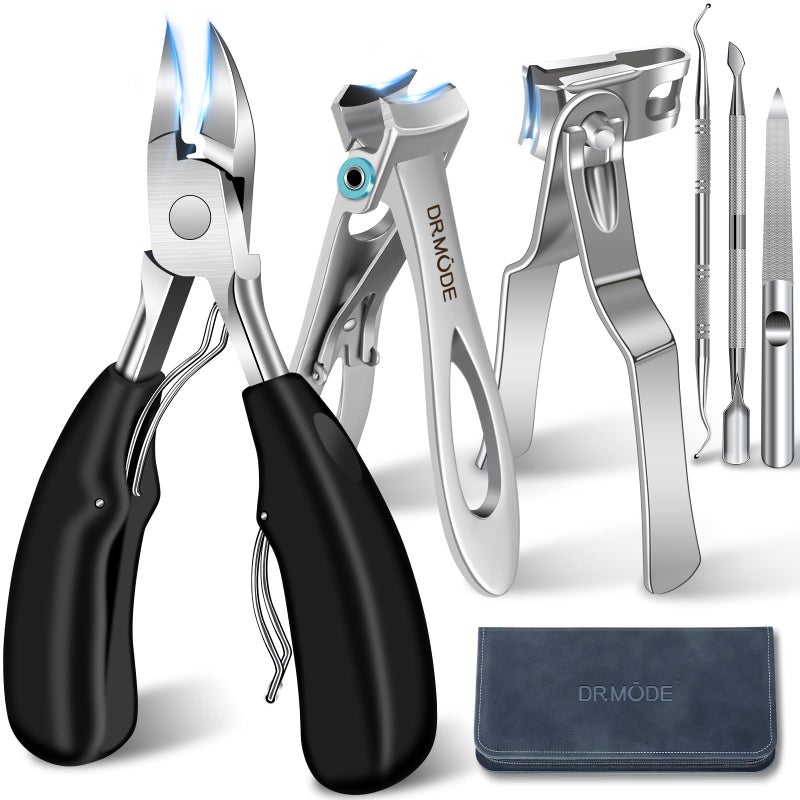 DRMODE Toenail Clippers for Seniors Thick Toenails - Wide Jaw Opening Large Toe Nail Clippers for Thick Ingrown Nails, Professional Sharp Heavy Duty Nail Clipper Cutter for Mens Seniors with Leather Case - Image 1