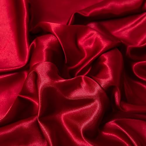 Filloxy Satin Fabric | 44" Wide-600 TC Shiny, Silky Solid Cloth for Bridal Wedding Dress, Fashion Crafts, Costumes, Decorations, Sewing, Draping Gift Wrapping Party Decoration (Red, 10 Meter) - Image 2