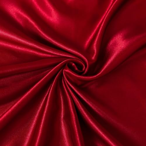 Filloxy Satin Fabric | 44" Wide-600 TC Shiny, Silky Solid Cloth for Bridal Wedding Dress, Fashion Crafts, Costumes, Decorations, Sewing, Draping Gift Wrapping Party Decoration (Red, 10 Meter) - Image 1