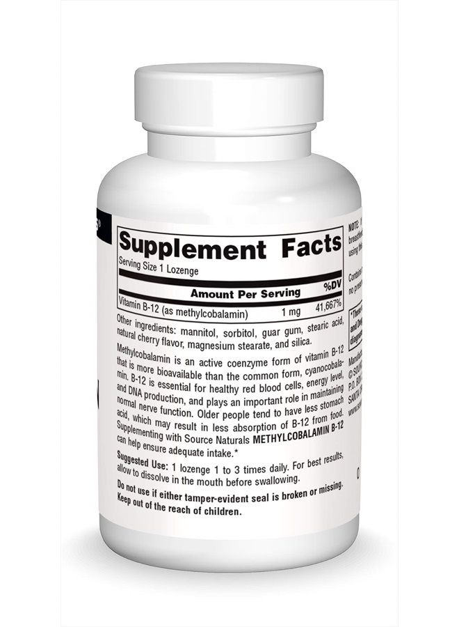 Source Naturals , MethylCobalamin, Cherry Flavored , 1 Milligram, 120 Lozenges - Image 3