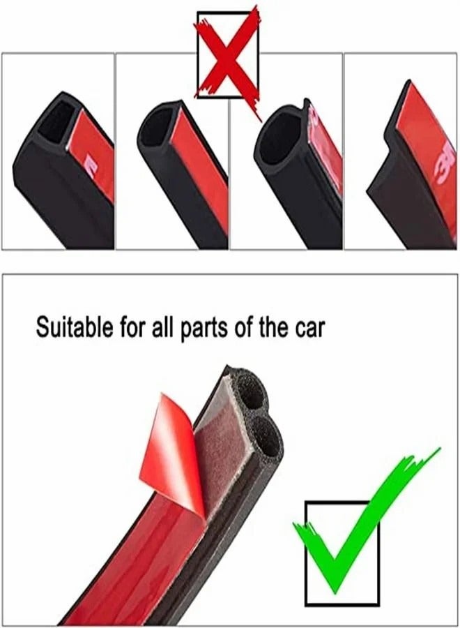 Generic 5-M Universal Car Door Rubber Seal Strip B Shape Self Adhesive Automotive Weather Stripping for Car Window Soundproofing Door Engine Cover Noise Insulation  - Image 4