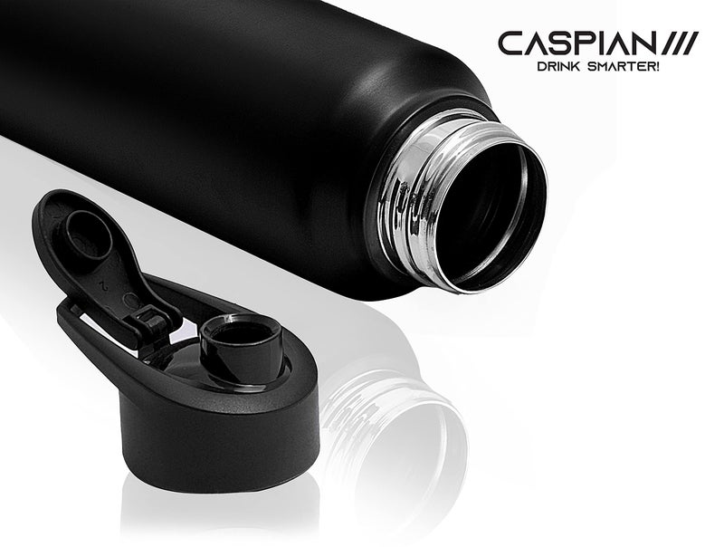 CASPIAN /// HIke ISI Certified Stainless Steel Water Bottle 1 ltr. (Black & Blue, 1 Litre, Set of 2) | Leak Proof Sipper for Fridge Home Office Travel School Kids Boys Girls Adults Sports Gym|BPA Free - Image 3