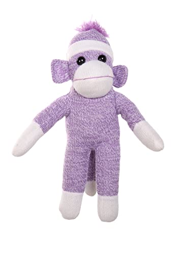 Plushland Adorable Sock Monkey The Original Traditional Hand Knitted Stuffed Animal Toy Giftfor Kids Babies Teens Girls and Boys Baby Doll Present Puppet 16 Purple - Image 1
