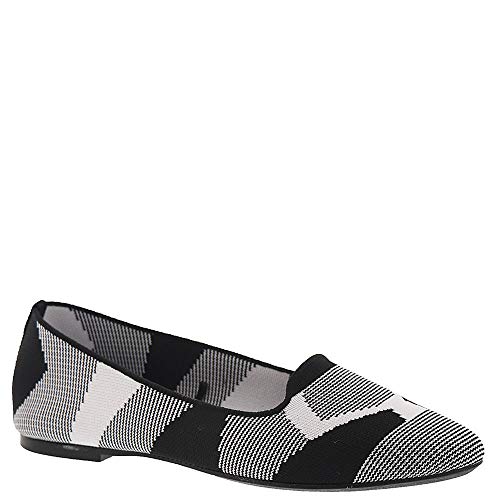 Skechers Modern Comfort Women's Women's Cleo-Sherlock-Engineered Knit Loafer Skimmer Ballet Flat, Black/White, 7.5 M US - Image 2