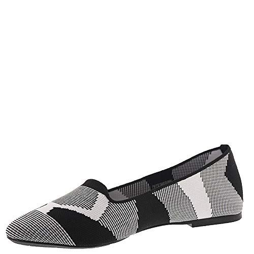 Skechers Modern Comfort Women's Women's Cleo-Sherlock-Engineered Knit Loafer Skimmer Ballet Flat, Black/White, 7.5 M US - Image 5