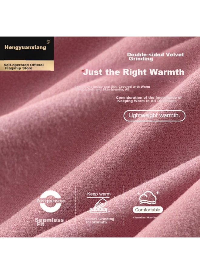 Hengyuanxiang Hengyuanxiang [best- 50,000 Sets] Women's Thermal Underwear Set, Thick Brushed Seamless Cuttable Warm Base Layer For Men And Women, Light Pink  - Image 3