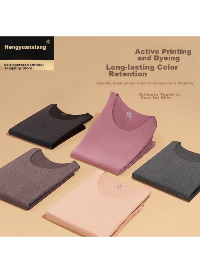 Hengyuanxiang Hengyuanxiang [best- 50,000 Sets] Women's Thermal Underwear Set, Thick Brushed Seamless Cuttable Warm Base Layer For Men And Women, Light Pink  - Image 4