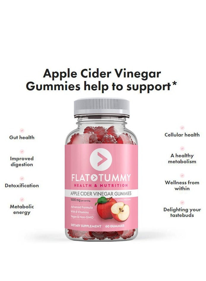 Wins Town Flat Tummy Apple Cider Vinegar Gummies, 60 Count – Boost Energy, Detox & Support Gut Health – Vegan, Non-GMO – ACV Gummies with Mother - Made with Apples, Beetroot, Vitamin B9, Vitamin B12, Superfoods - Image 3