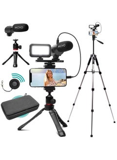 iVlogger Vlogging Kit for iPhone with Fullsize Tripod - Lightning Compatible Vlog Kit- Accessories: Tripods, Phone Mount, LED Light and Shotgun Mic for YouTube Starter Kit or iPhone Vlogging Kit