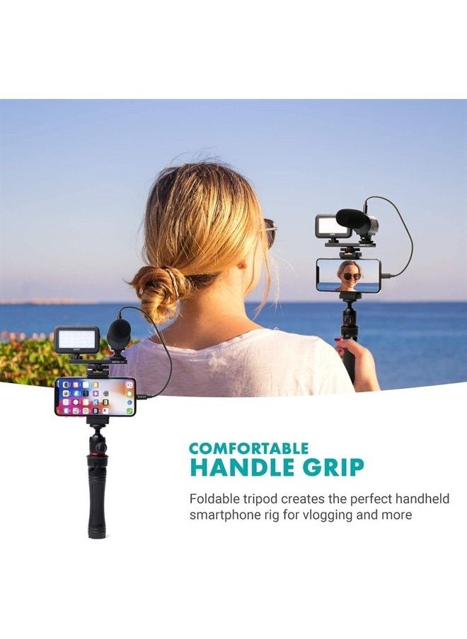 Movo - iVlogger Vlogging Kit for iPhone with Fullsize Tripod - Lightning Compatible Vlog Kit- Accessories: Tripods, Phone Mount, LED Light and Shotgun Mic for YouTube Starter Kit or iPhone Vlogging Kit - Image 1
