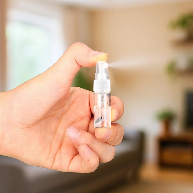 100 زجاجة عطر صغيرة بخاخة، حاويات عينات زجاجية شفافة سعة 3 مل مع غطاء مانع للتسرب، زجاجات صغيرة الحجم قابلة للحمل للسفر للعطور والزيوت الأساسية والرذاذ. - Image 2