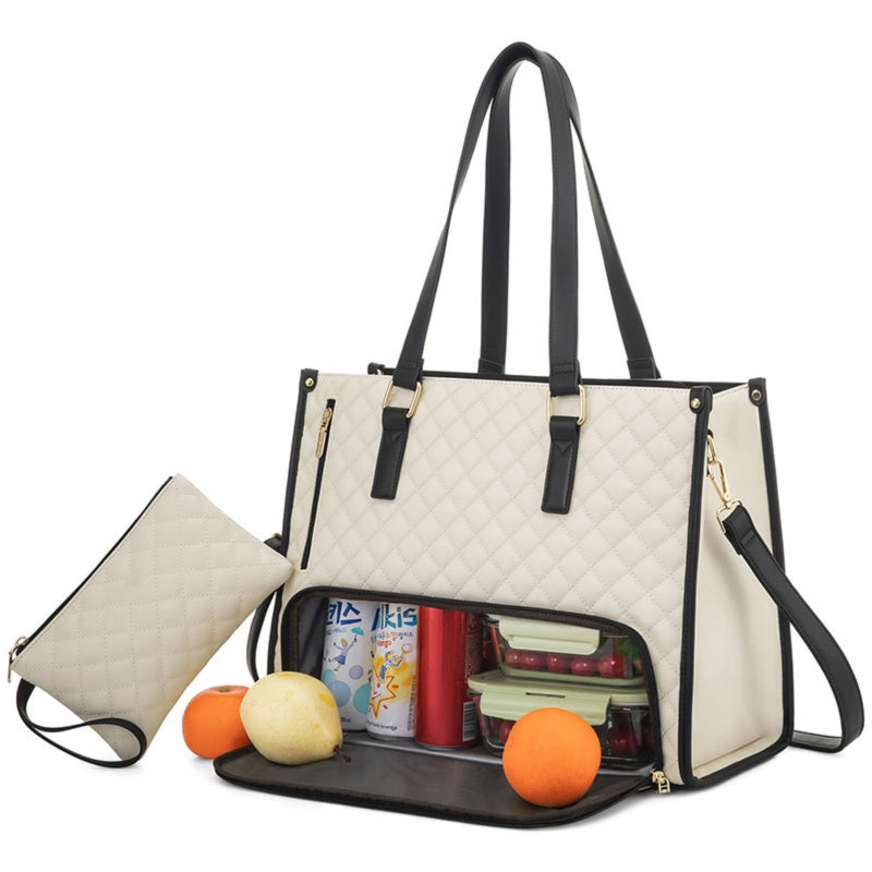 Quilted large-capacity computer portable tote bag with insulation layer - Image 1