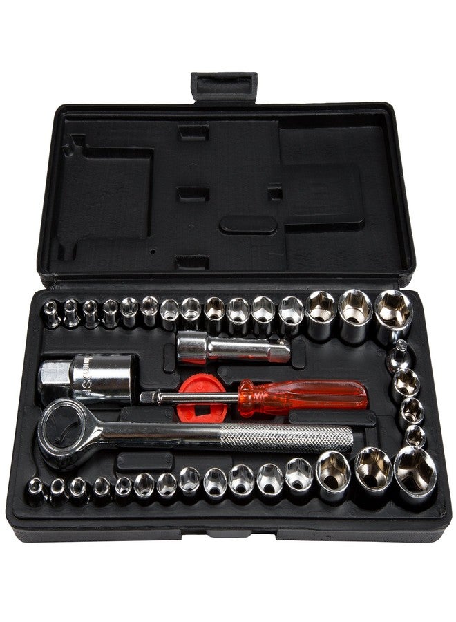 Stalwart 40 Piece Ratcheting Socket Wrench Set - Metric and Standard 6-Point Hex Socket Organizer Kit with Combination Torque and Insulated Handles - Image 1