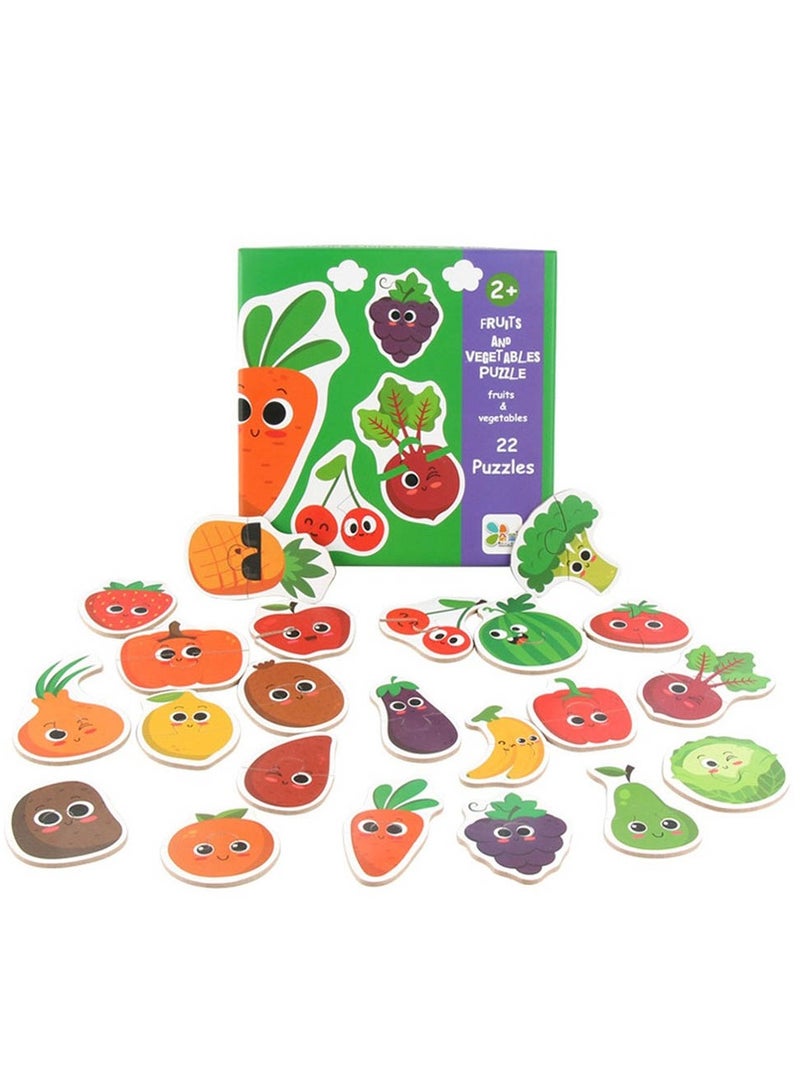 أحجية مطابقة الفواكه والخضروات للأطفال مكونة من 22 قطعة - لعبة تعليمية تعليمية للأطفال الصغار | لغز الفاكهة والخضار الممتع لتنمية واللعب في مرحلة الطفولة المبكرة - Image 1