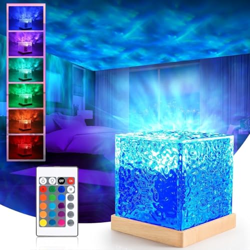 One94Store Romantic Ocean Wave Night Light Projector Lamp – 3D Water Wave LED Projection Lamp with Remote Control for Bedroom, Romantic Decor, Valentine Day Gift, Love Gift for Her, Couple Gift - Image 1
