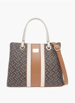 Flora Bella By Shoexpress Womens Monogram Print Tote Bag With Zip Closure And Double Handle  - Image 1