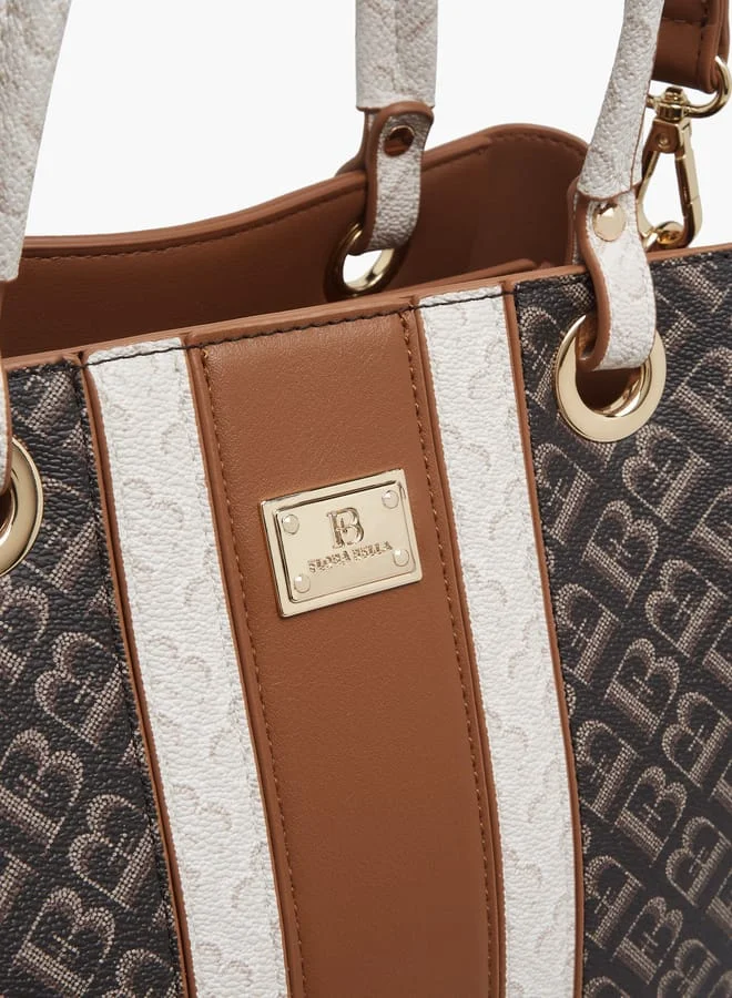 Flora Bella By Shoexpress Womens Monogram Print Tote Bag With Zip Closure And Double Handle