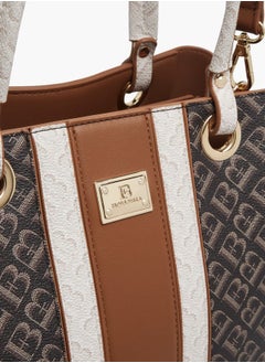 Flora Bella By Shoexpress Womens Monogram Print Tote Bag With Zip Closure And Double Handle  - Image 4