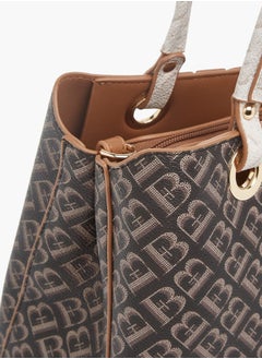 Flora Bella By Shoexpress Womens Monogram Print Tote Bag With Zip Closure And Double Handle  - Image 5